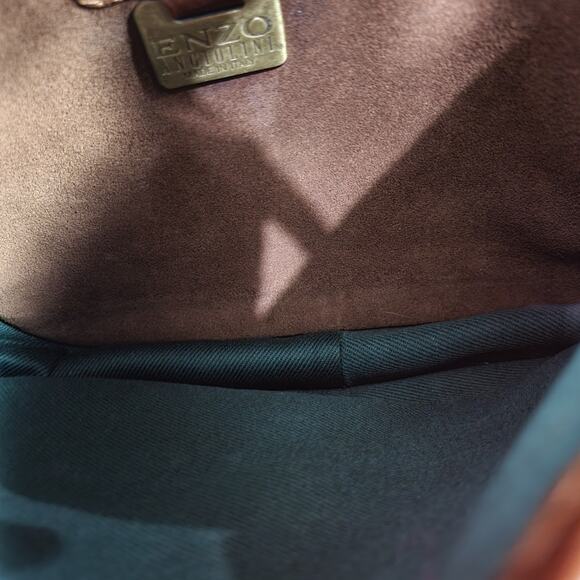 Vintage Enzo Angiolini Saddle Bag Dark Brown Crossbody Leather Suede Embossed - Picture 16 of 16